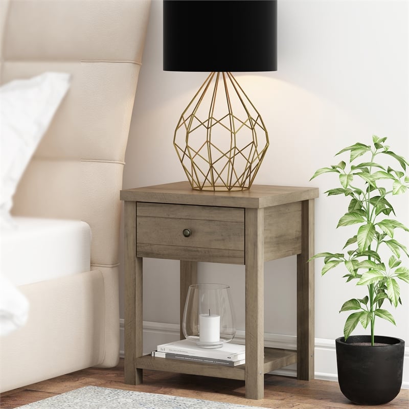 Bowery Hill Modern Wood Accent Table in Knotty Gray Oak