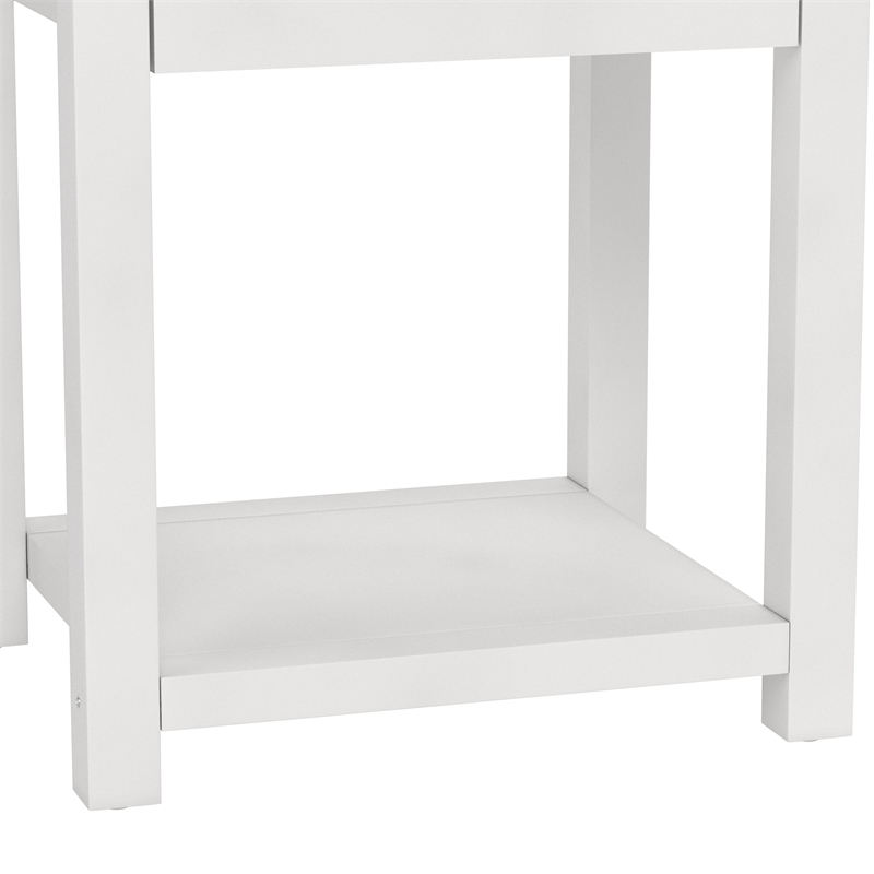 Bowery Hill Modern 1 Drawer Wood Accent Table in Matte White