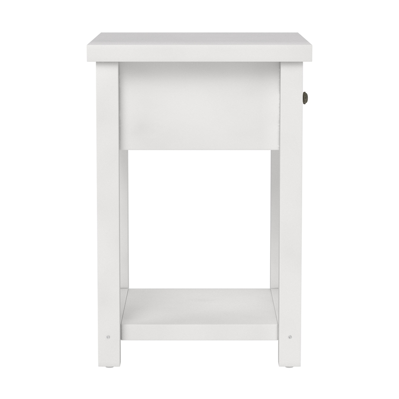 Bowery Hill Modern 1 Drawer Wood Accent Table in Matte White