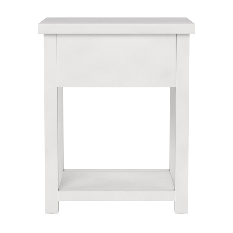 Bowery Hill Modern 1 Drawer Wood Accent Table in Matte White