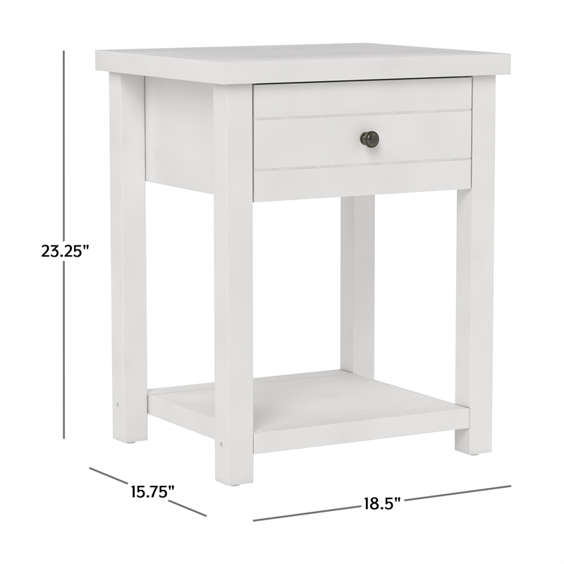 Bowery Hill Modern 1 Drawer Wood Accent Table in Matte White