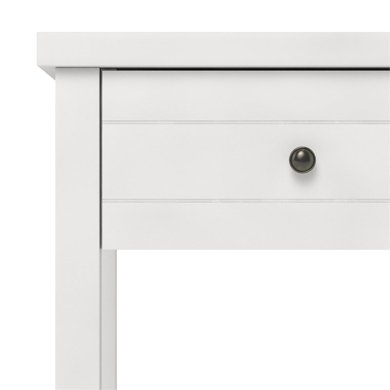 Bowery Hill Modern 1 Drawer Wood Accent Table in Matte White