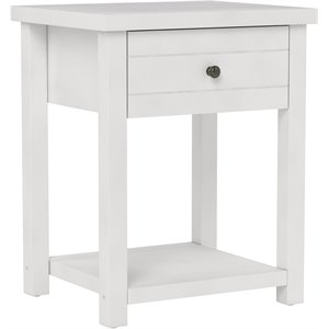 Bowery Hill Modern 1 Drawer Wood Accent Table in Matte White