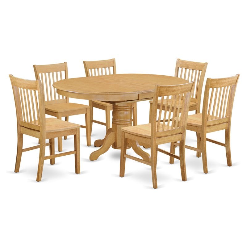 Bowery Hill 7-piece Traditional Wood Dining Table Set in Oak