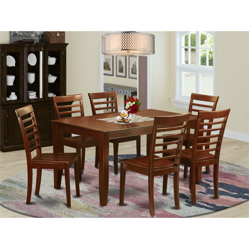 Bowery Hill 7-piece Traditional Wood Dining Set in Mahogany