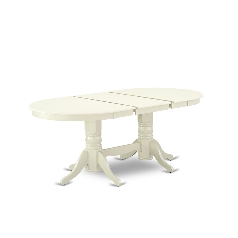 Bowery Hill Oval Traditional Wood Dining Table in Linen White