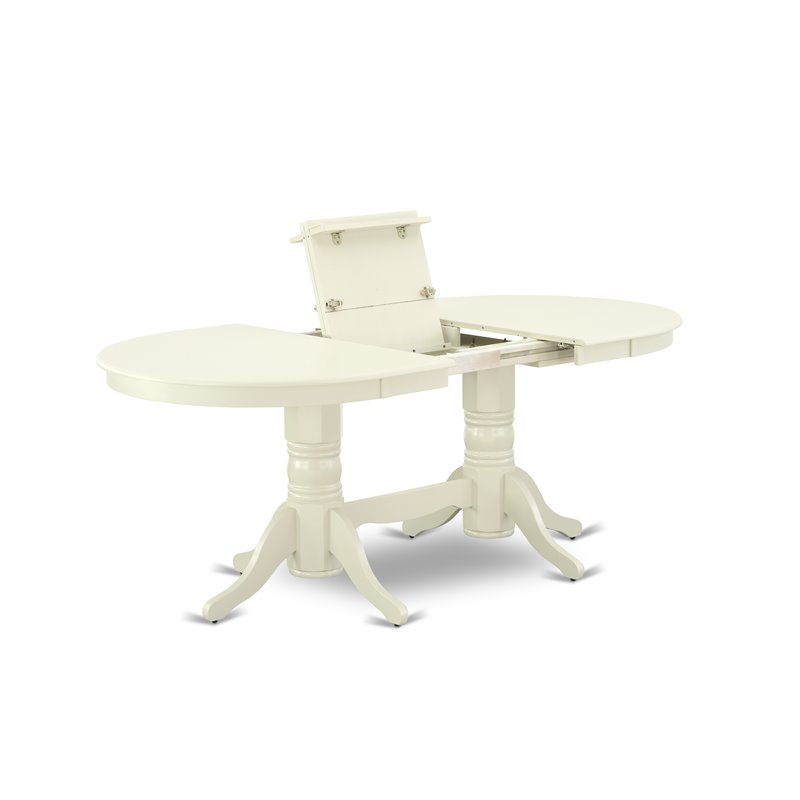 Bowery Hill Oval Traditional Wood Dining Table in Linen White