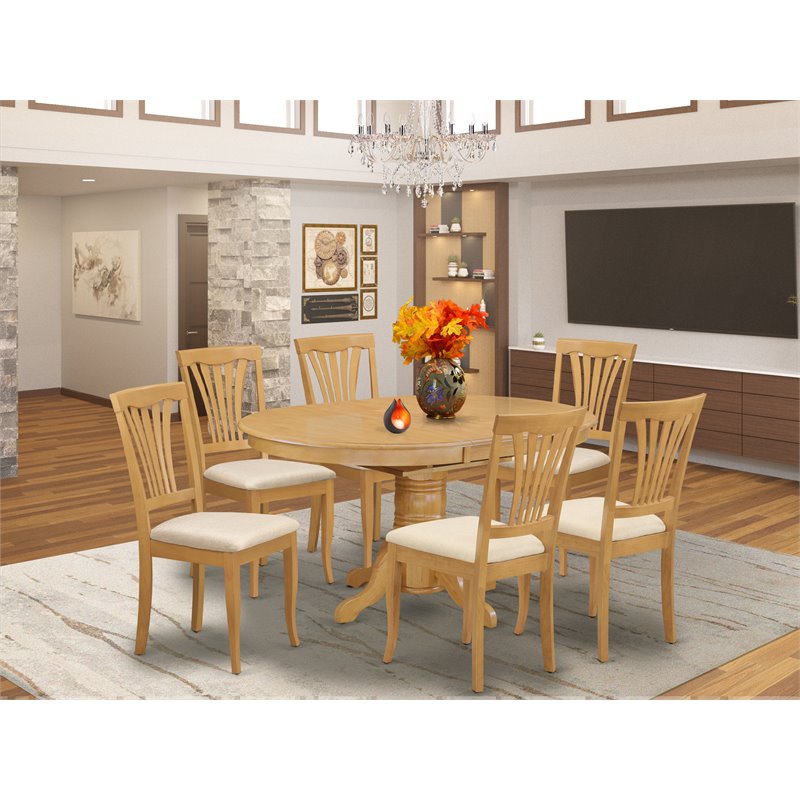 Bowery Hill 7-piece Traditional Wood Dining Room Set in Oak