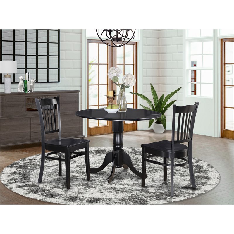 Bowery Hill Traditional Wood Dining Set with Round Table in Black