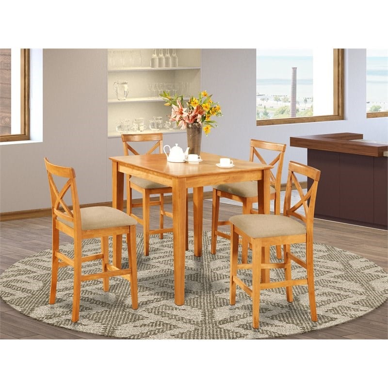 Bowery Hill 5-piece Traditional Wood Dining Set in Oak