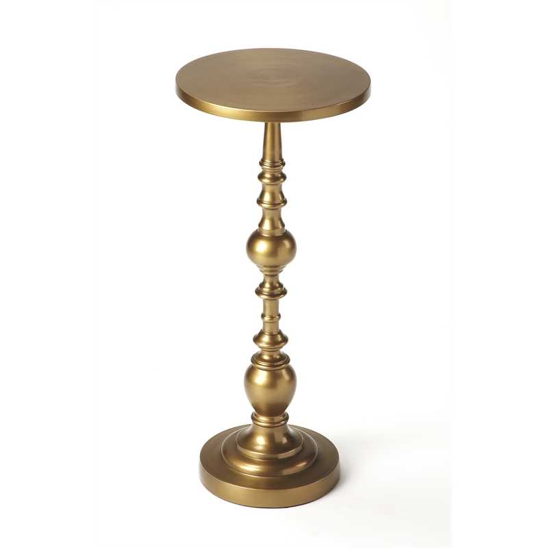 Bowery Hill Aluminium Antique Gold End Table in Gold