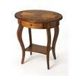 Bowery Hill Transitional Wooden Olive Ash Burl Oval Accent Table in Brown
