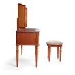 Bowery Hill Furniture Wood Vanity Set with Mirror and Stool in Cherry