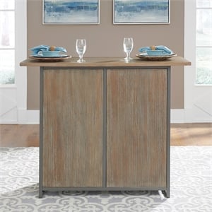 Bowery Hill Farmhouse Wood Barnside Metro Bar with Driftwood Finish in Gray