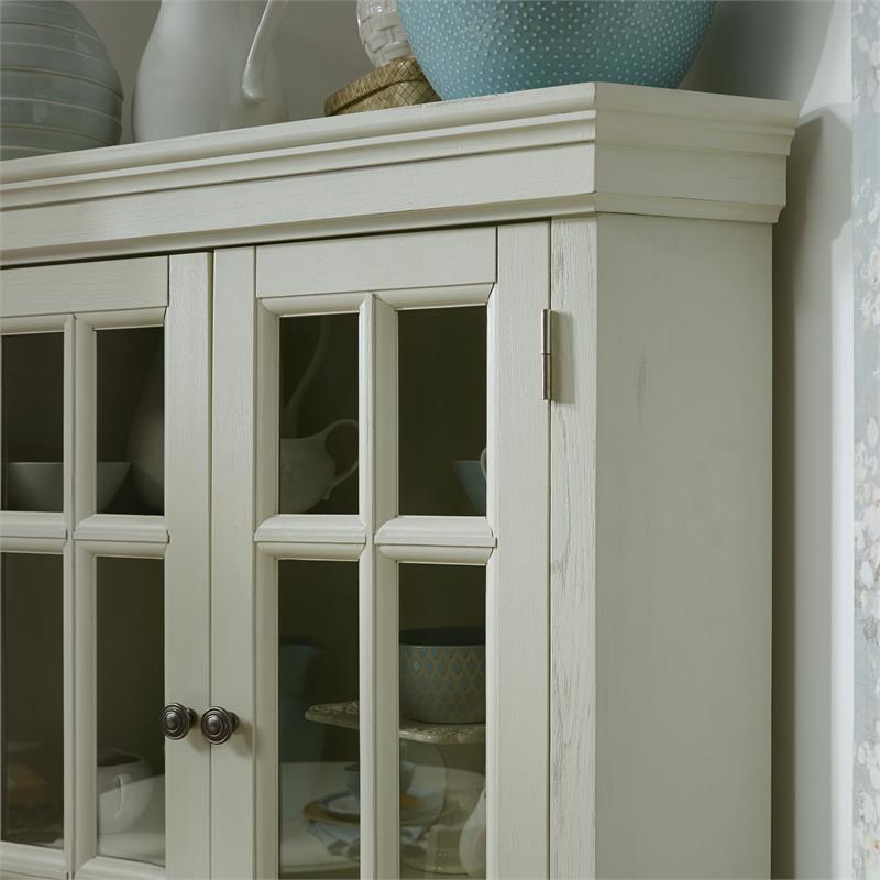 Bowery Hill Traditional Wood Seaside Corner China Cabinet in White