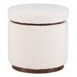 Bowery Hill Sherpa Fabric Upholstered Ottoman with Storage in Walnut Stained