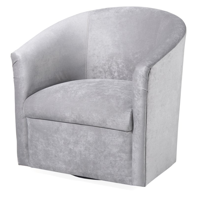 Bowery Hill Transitional Microfiber Swivel Accent Chair in Gray