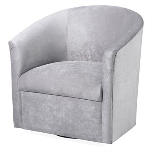 bowery hill transitional microfiber swivel accent chair in gray