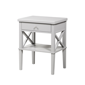 bowery hill farmhouse styled 1-drawer wood nightstand in gray