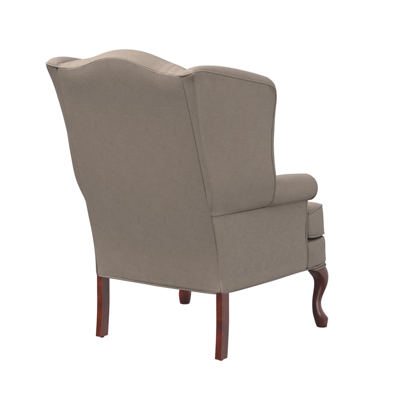 Bowery Hill Traditional Styled Fabric Wing Back Chair in Beige