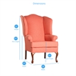 Bowery Hill Traditional Coral Fabric Wing Back Chair in Cherry