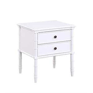 bowery hill farmhouse styled 2-drawer wooden nightstand in white