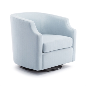 bowery hill modern fabric modern swivel and rocker barrel chair in blue