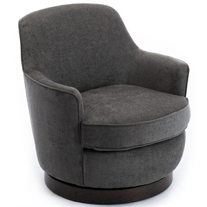 bowery hill transitional charcoal wood base swivel chair in gray