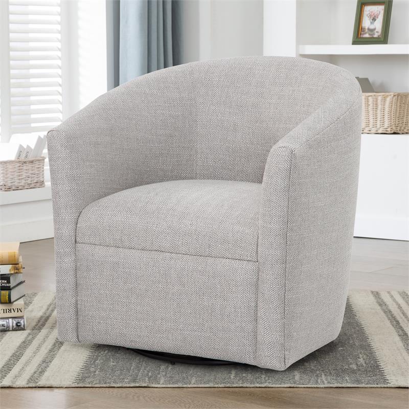 Bowery Hill Transitional Fabric Swivel Chair in Sea Oat Beige