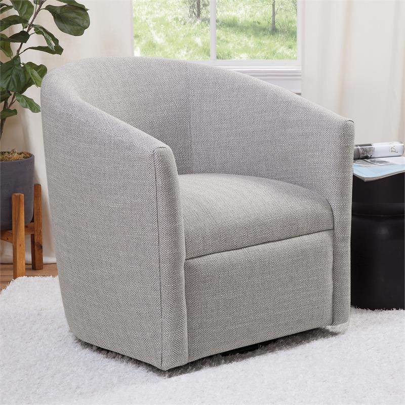 Bowery Hill Transitional Fabric Swivel Chair in Sea Oat Beige