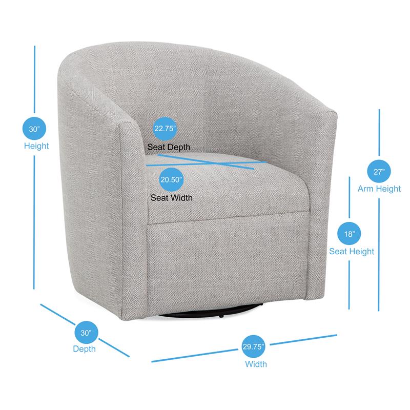 Bowery Hill Transitional Fabric Swivel Chair in Sea Oat Beige