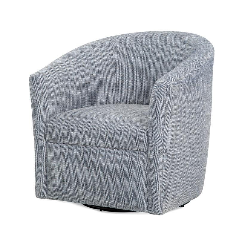 Bowery Hill Transitional Styled Fabric Swivel Chair in Indigo Blue
