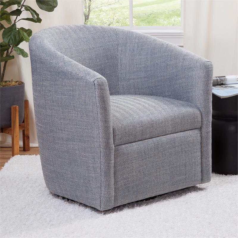 Bowery Hill Transitional Styled Fabric Swivel Chair in Indigo Blue