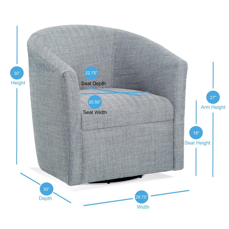 Bowery Hill Transitional Styled Fabric Swivel Chair in Indigo Blue