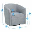 Bowery Hill Transitional Styled Fabric Swivel Chair in Indigo Blue