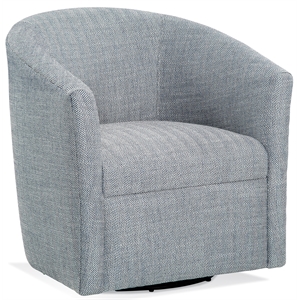 bowery hill transitional styled fabric swivel chair in indigo blue