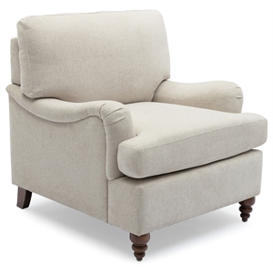 bowery hill transitional wooden fabric arm chair in sea oat beige