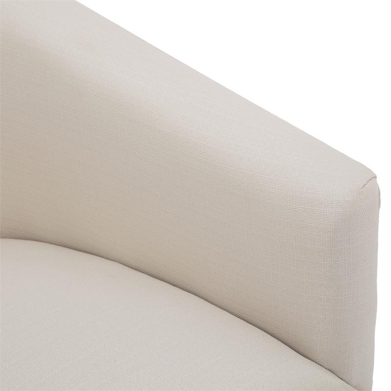 Bowery Hill Transitional Linen Fabric Skirted Swivel Accent Chair in White