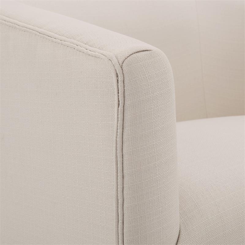 Bowery Hill Transitional Linen Fabric Skirted Swivel Accent Chair in White