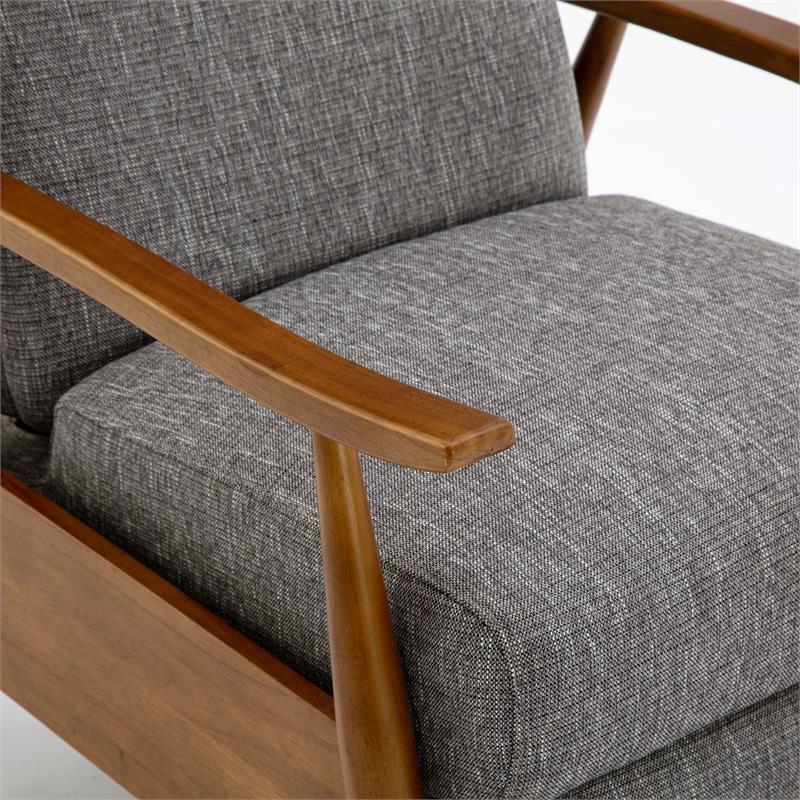 Bowery Hill Modern Wood Arm Push Back Recliner in Performance Fabric in Gray