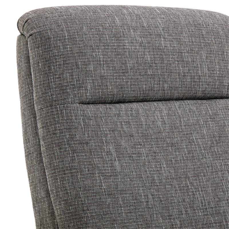 Bowery Hill Modern Wood Arm Push Back Recliner in Performance Fabric in Gray