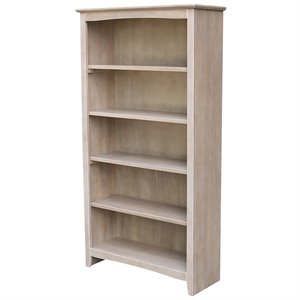 bowery hill shaker wood 5 shelf bookcase in washed gray taupe