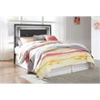 Bowery Hill Engineered Wood/Faux Leather Tufted Full LED Panel Headboard in Gray
