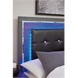 Bowery Hill Engineered Wood/Faux Leather Tufted Full LED Panel Headboard in Gray