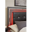 Bowery Hill Engineered Wood/Faux Leather Tufted Full LED Panel Headboard in Gray