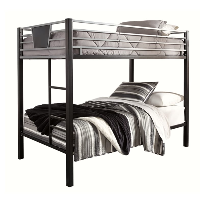 Bowery Hill Transitional Twin over Twin Bunk Bed in Black and Gray