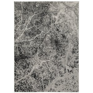 bowery hill 5' x 7' area fabric rug in black and gray finish