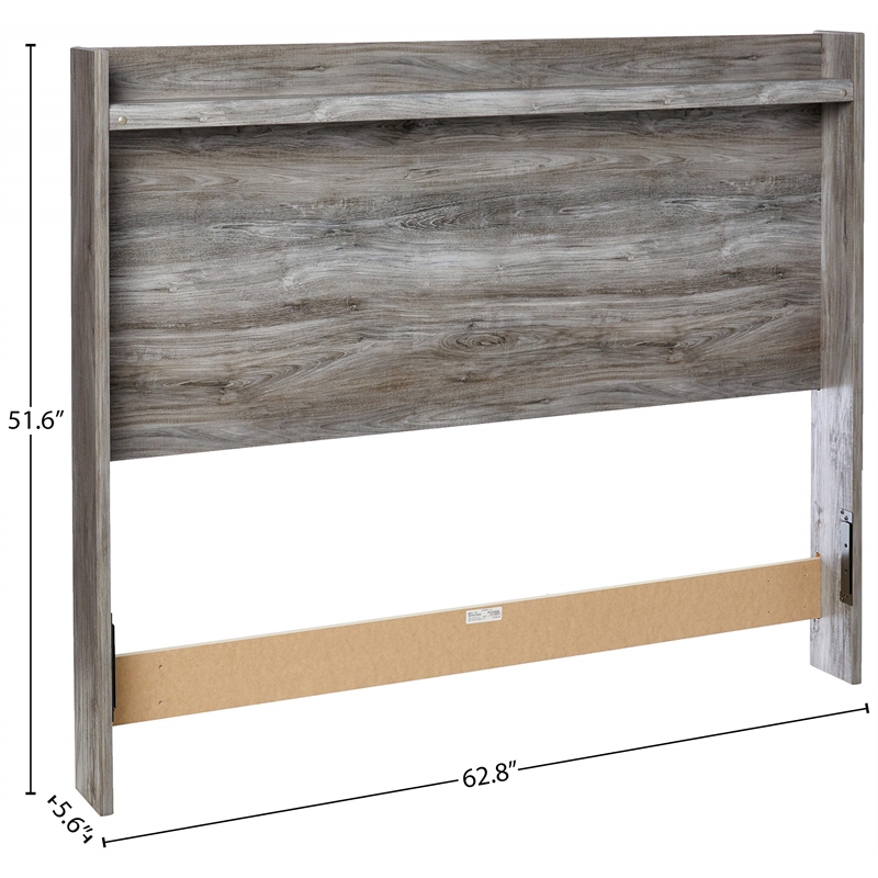 Bowery Hill Engineered Wood Queen LED Panel Headboard in Smokey Gray