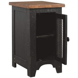 Bowery Hill Wood Top 14&quotStorage End Table in Vintage Black