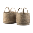 Bowery Hill Jute Microfiber 2 Piece Basket Set in Natural Finish